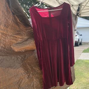 Velvet Maroon shirt Dress. Size Large